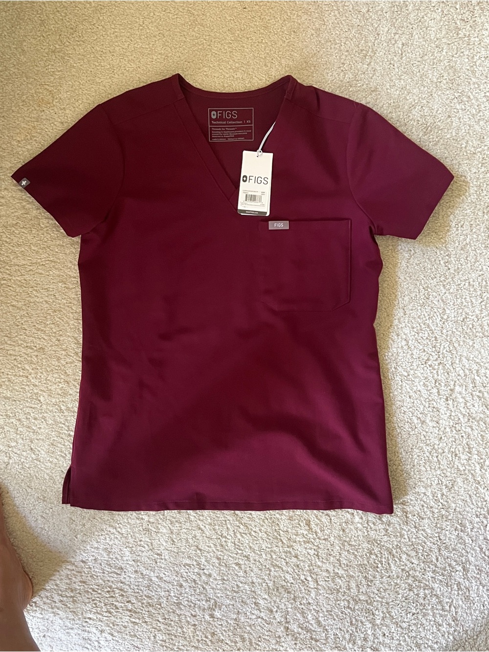FIGS Women's Catarina Scrub Top Burgundy XS